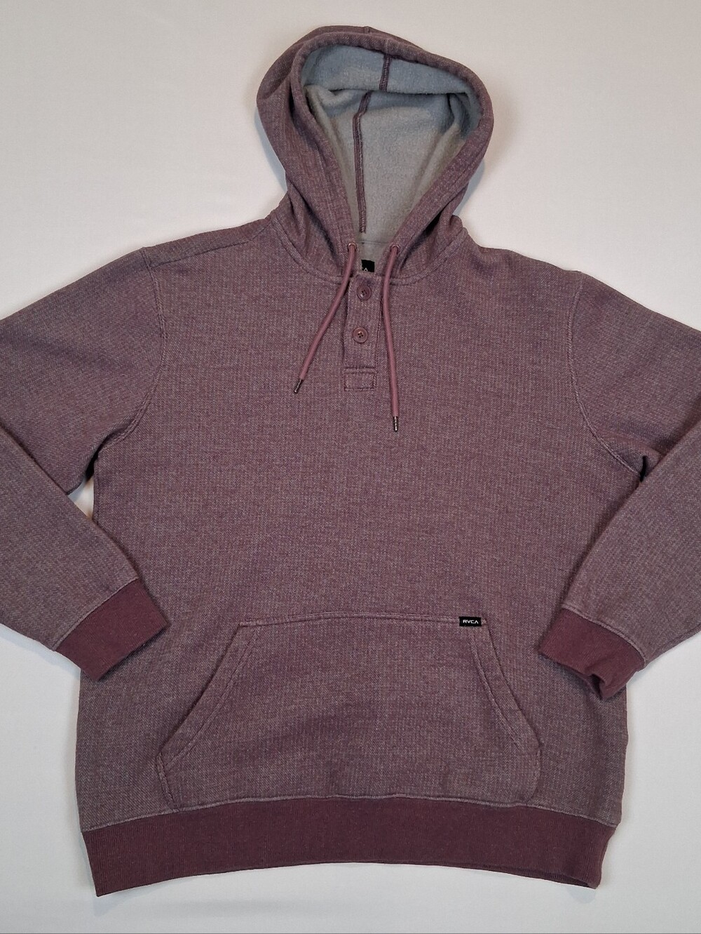 RVCA Performance Cotton Pullover Henley Hoodie Sweatshirt Men’s XL Burgundy